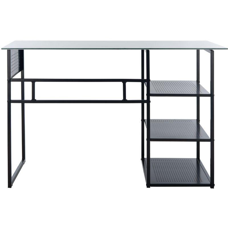 Transitional Black Metal and Glass 47" Home Office Desk