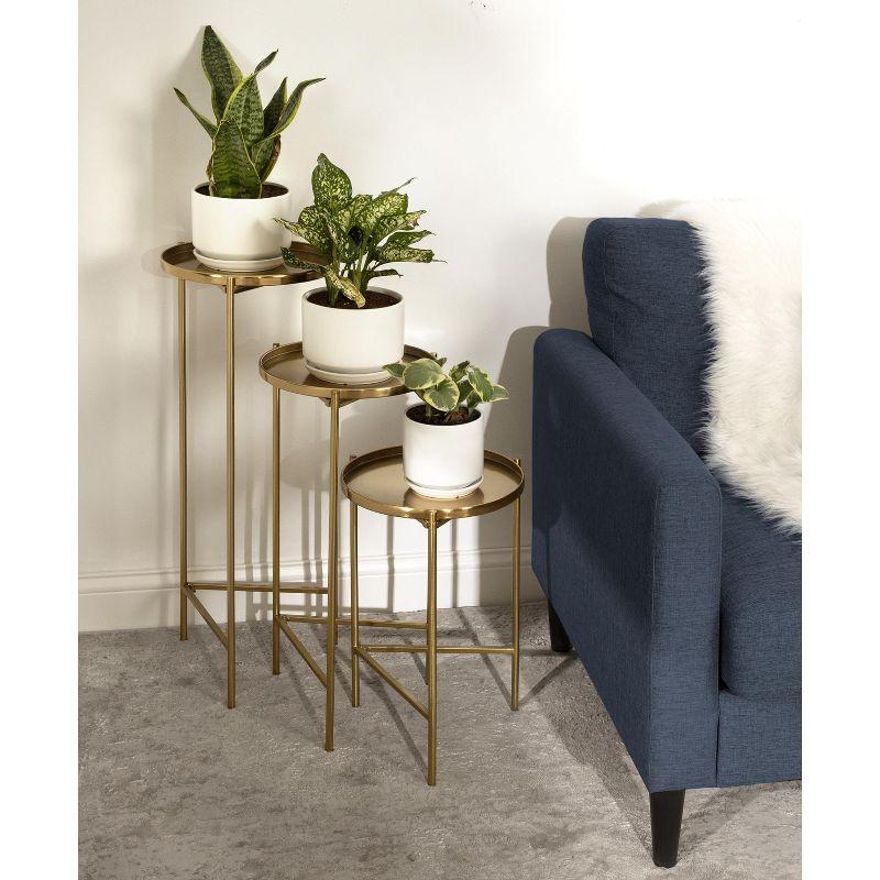 Ulani Gold Round Metal Nesting Accent Table Set