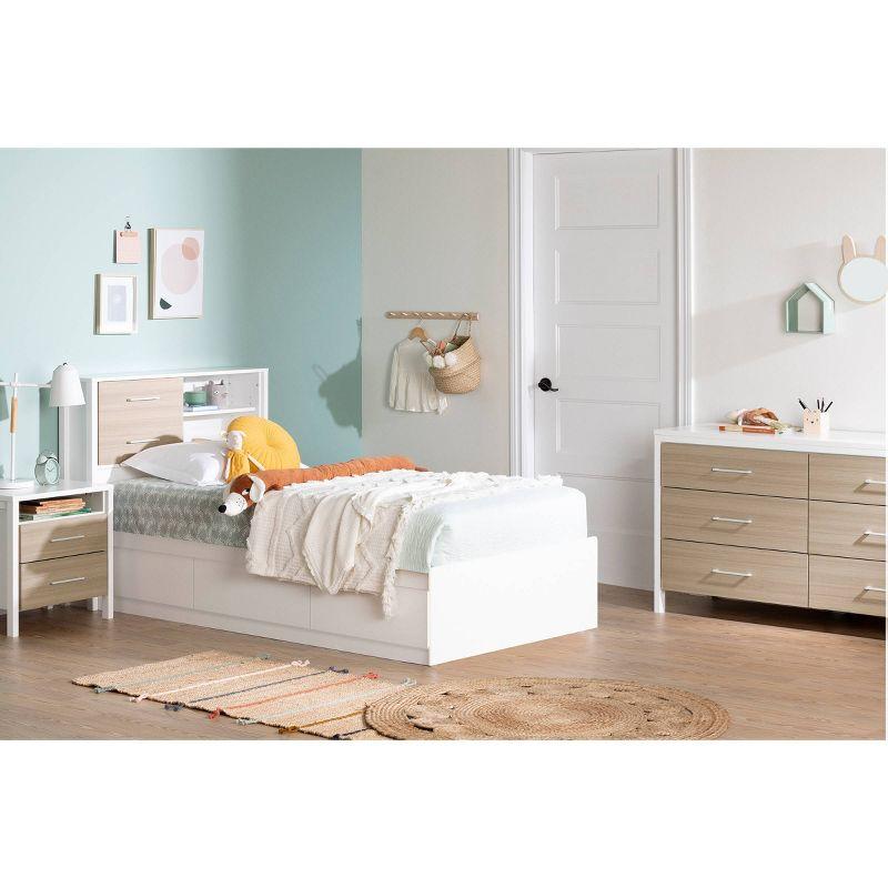 Pure White Twin Wood Frame Platform Bed with Storage Drawers