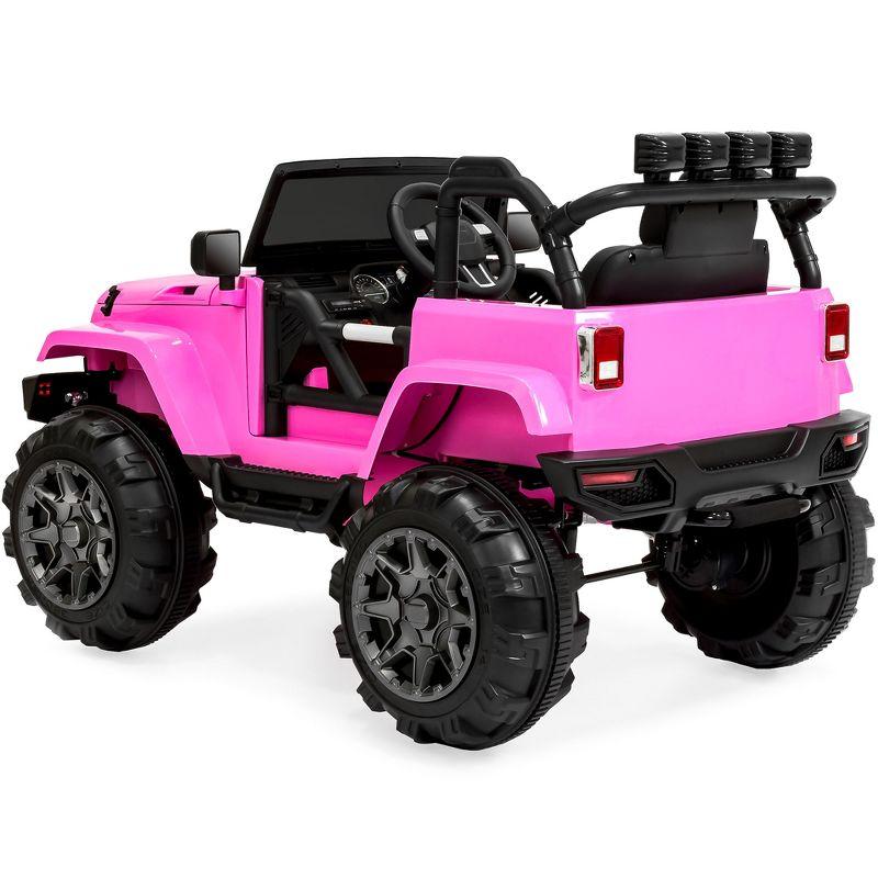 Best Choice Products 12V Kids Ride On Truck Car w/ Remote Control, Spring Suspension, Bluetooth, LED Lights - Pink