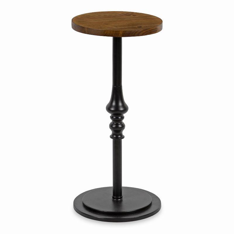 Rustic Caramel Black Round Wood and Metal Pedestal Table