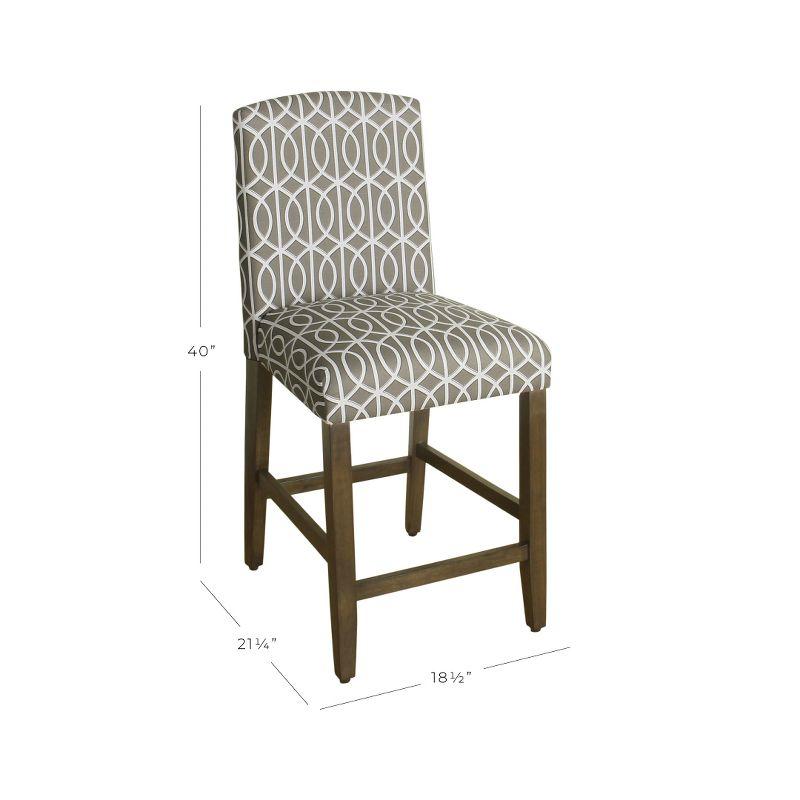 Elegant Gray Washed 24" Wood Counter Height Barstool with Trellis Pattern