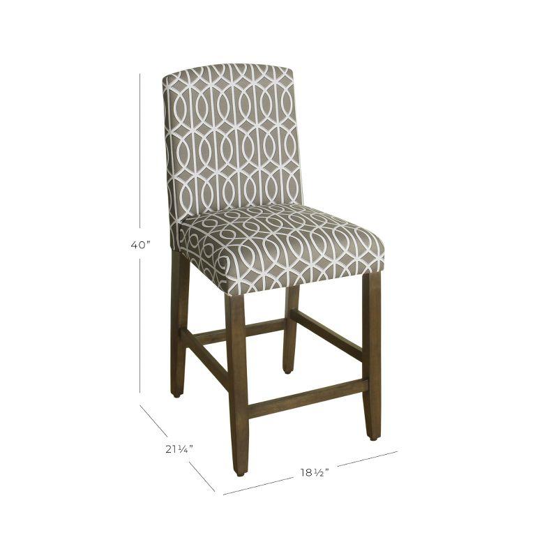 24" Curved Top Counter Height Barstool Safari Taupe - HomePop: Kitchen Seating with Back, Wood Legs