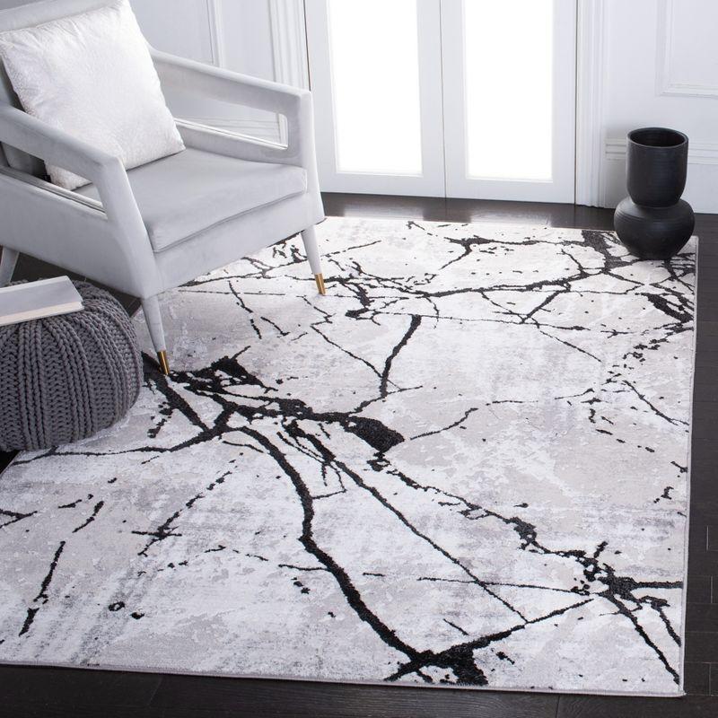 Amelia 3' x 5' Gray and Black Abstract Area Rug