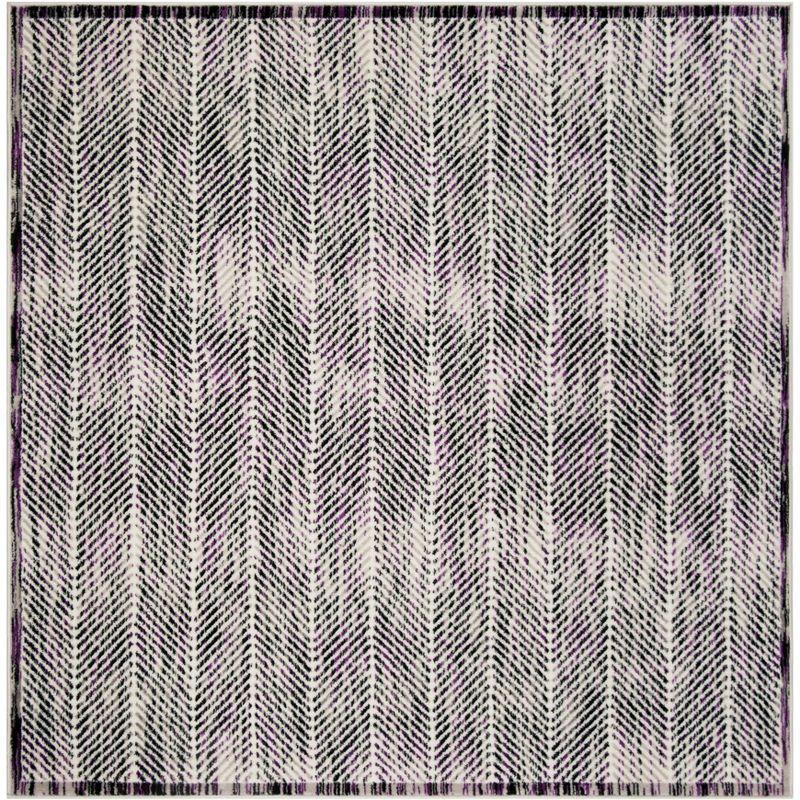 Skyler Grey and Purple Synthetic Square Area Rug