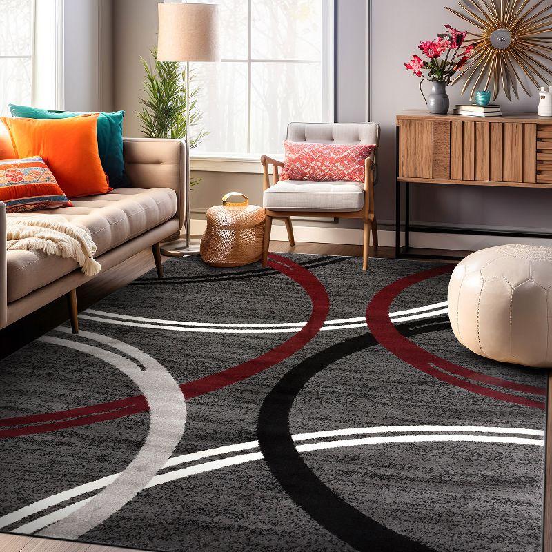 World Rug Gallery Contemporary Abstract Circles Design Area Rug