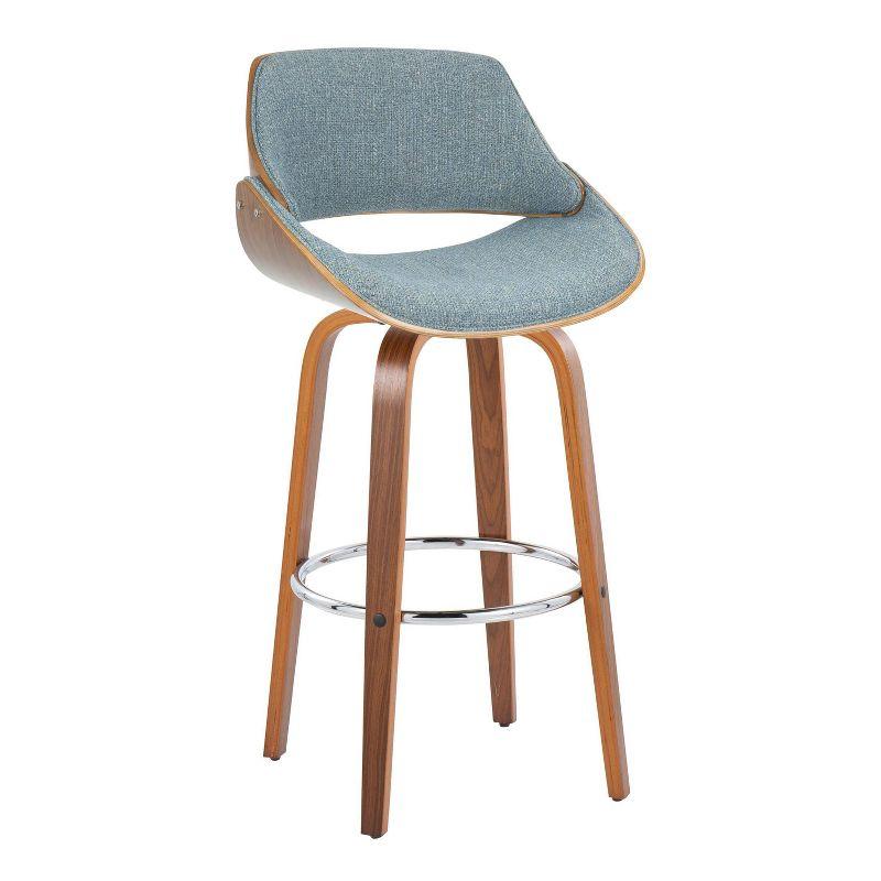 Set of 2 Fabrizzi Barstools Walnut/Chrome/Blue: LumiSource, Fixed-Height, Swivel, Kitchen Island Seating