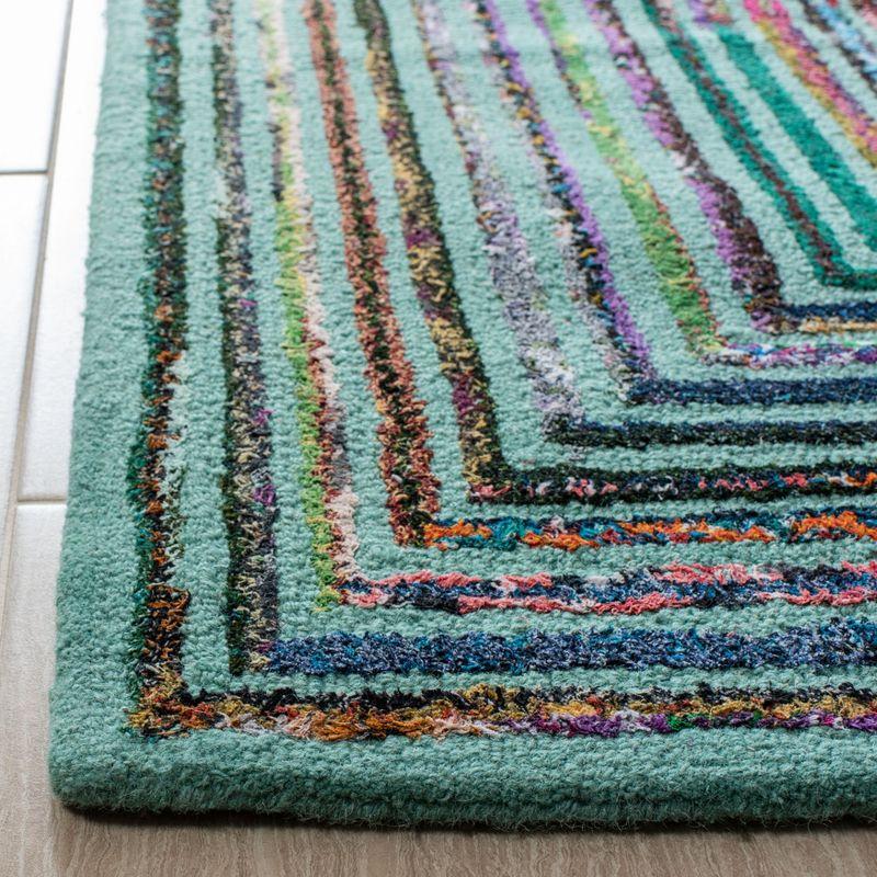 Hand-Tufted Multicolor Teal Wool 6' Square Area Rug