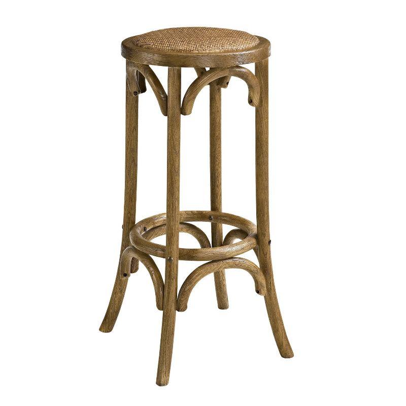 Rae 30" Walnut Brown Elm Wood Rustic Backless Bar Stool