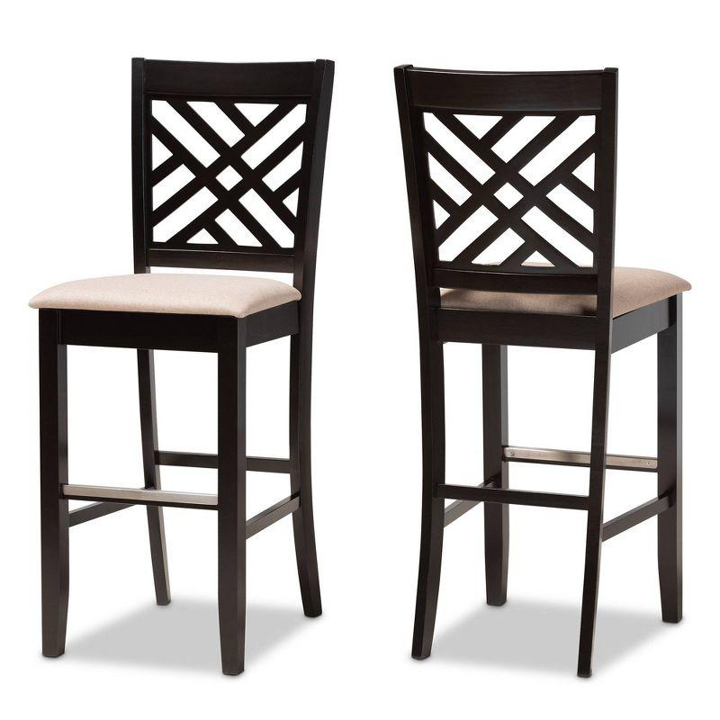 Jason Espresso Brown Wood and Sand Fabric Bar Stool Set