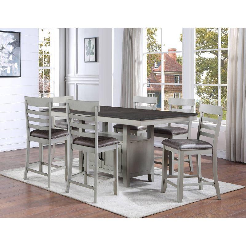 Hyland Stone Gray and Charcoal 7-Piece Counter-Height Dining Set