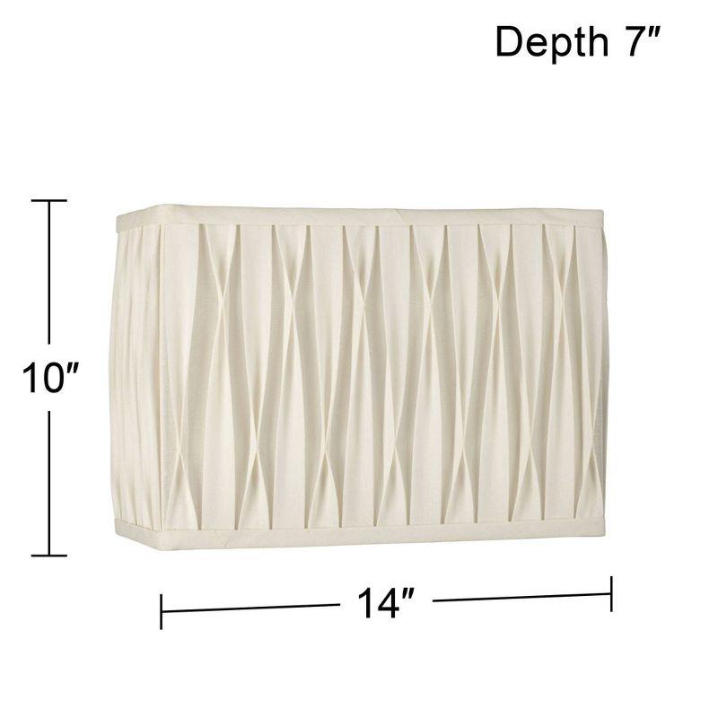 Springcrest White Pinched Pleat Medium Rectangle Lamp Shade 14" Wide x 7" Deep x 10" High (Spider) Replacement with Harp and Finial