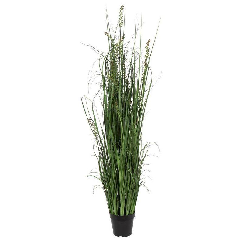 Vickerman 60" Green PVC Artificial Potted Grass Plant