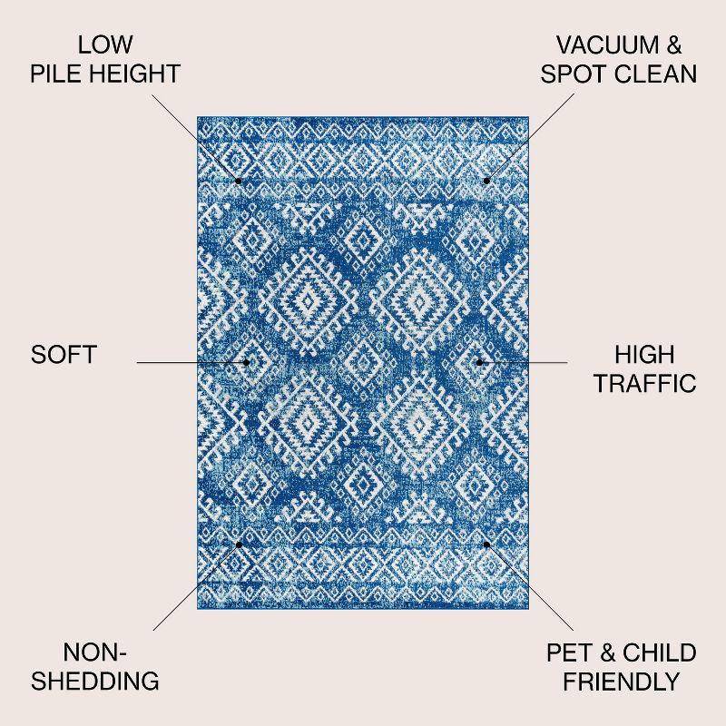 Blue and White Moroccan Boho Vintage Area Rug