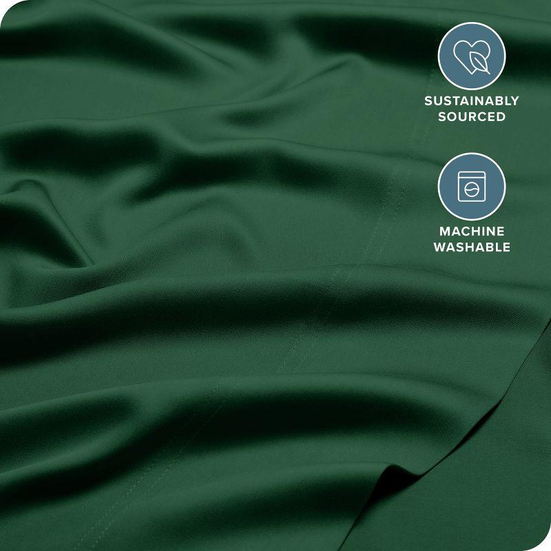 Twin XL Forest Green Rayon from Bamboo Solid Deep Pocket Sheet Set by Bare Home