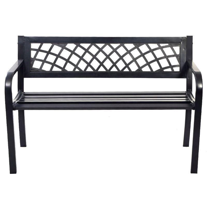 Antique Bronze 48" Steel Garden Bench with Diamond Lattice