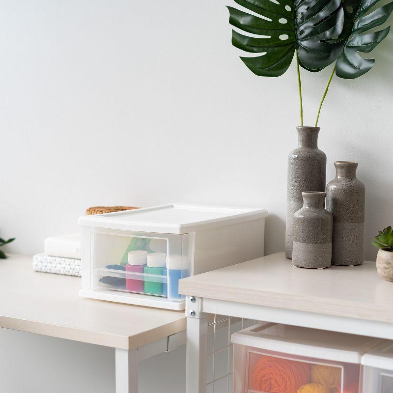 Modular White Stackable Plastic Drawer Cabinet with Safety Stop