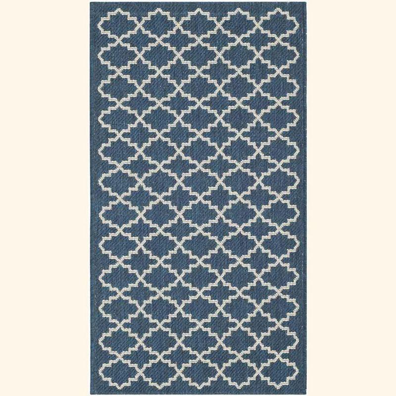 Courtyard CY6919 Power Loomed Indoor and Outdoor Area Rug - Navy/Beige - 4'x5'7" - Safavieh
