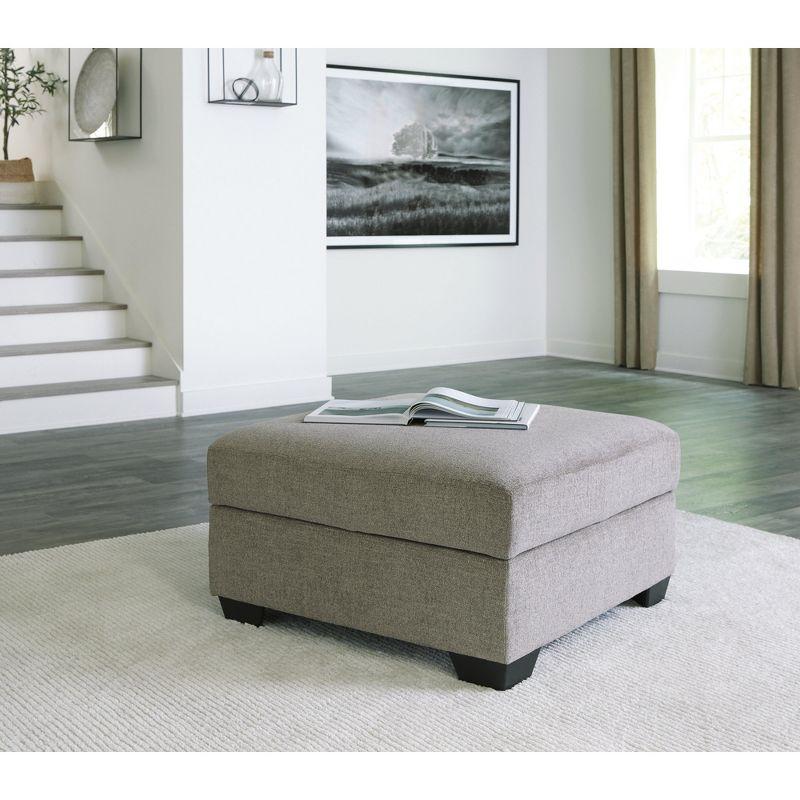 Gray Contemporary Storage Pouf Ottoman with Cup Holders