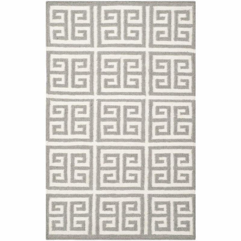 Dhurries DHU626 Hand Woven Flat Weave Accent Rug Grey / Ivory 2'-6" X 4' - Safavieh.