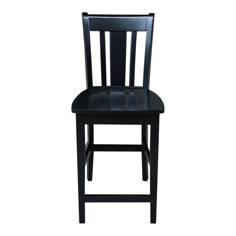 24" San Remo Counter Height Barstool Black - International Concepts: Solid Wood, Traditional Square Design, Durable Parawood