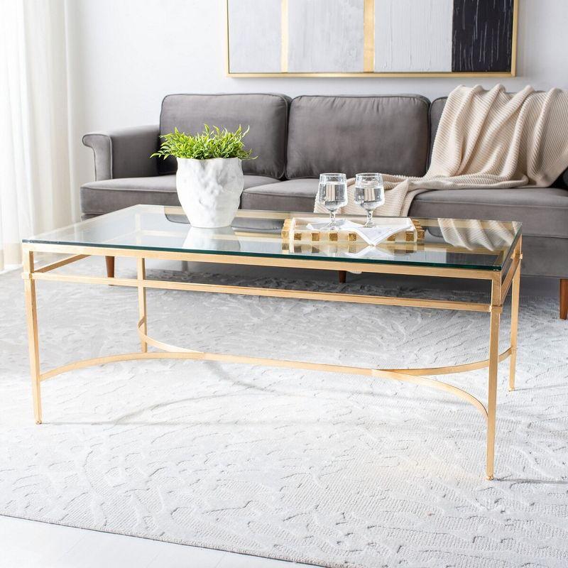 Abelard Cocktail Coffee Table - Gold/Glass - Safavieh