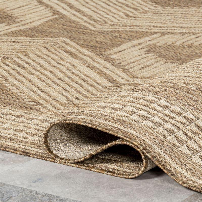 nuLOOM 4' x 5' Outdoor Geometric Area Rug, Stain Resistant, Weather Resistant, High Traffic, Patio, Balcony, Outside, Ranya Light Brown