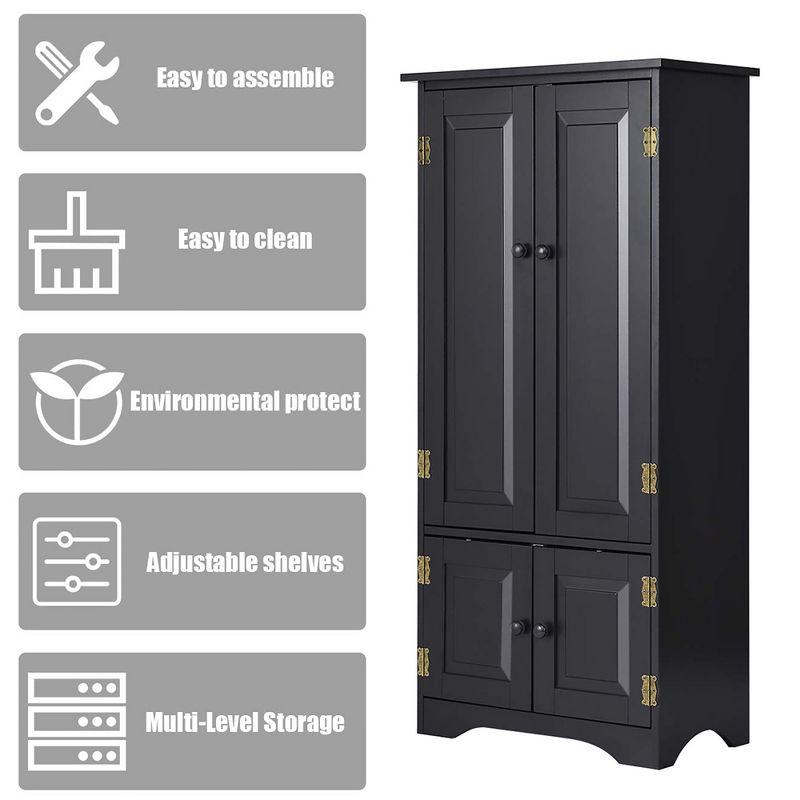 Costway Accent Storage Cabinet Adjustable Shelves Antique 2 Door Floor Cabinet Black