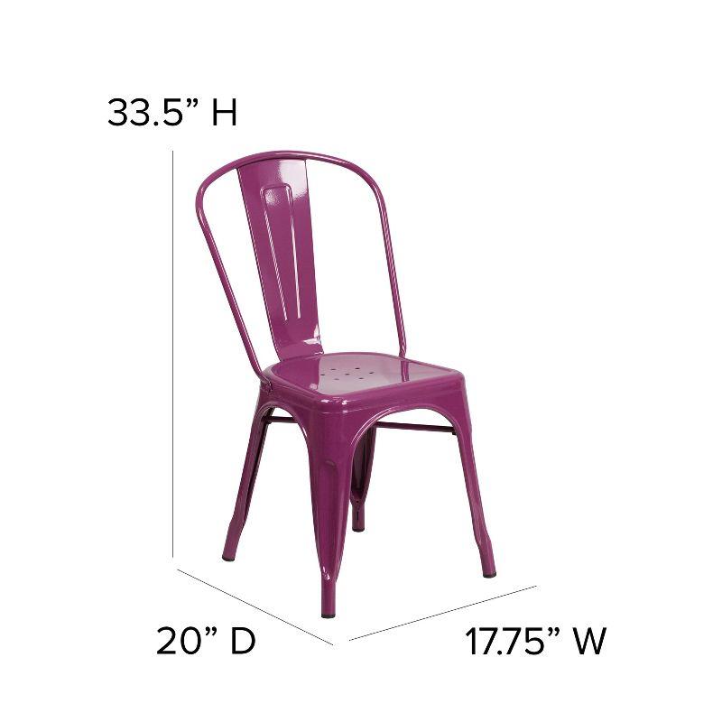 Purple Metal Indoor-Outdoor Stackable Side Chair