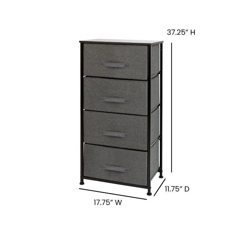 Harris 4-Drawer Vertical Storage Dresser in Dark Gray with Cast Iron Frame
