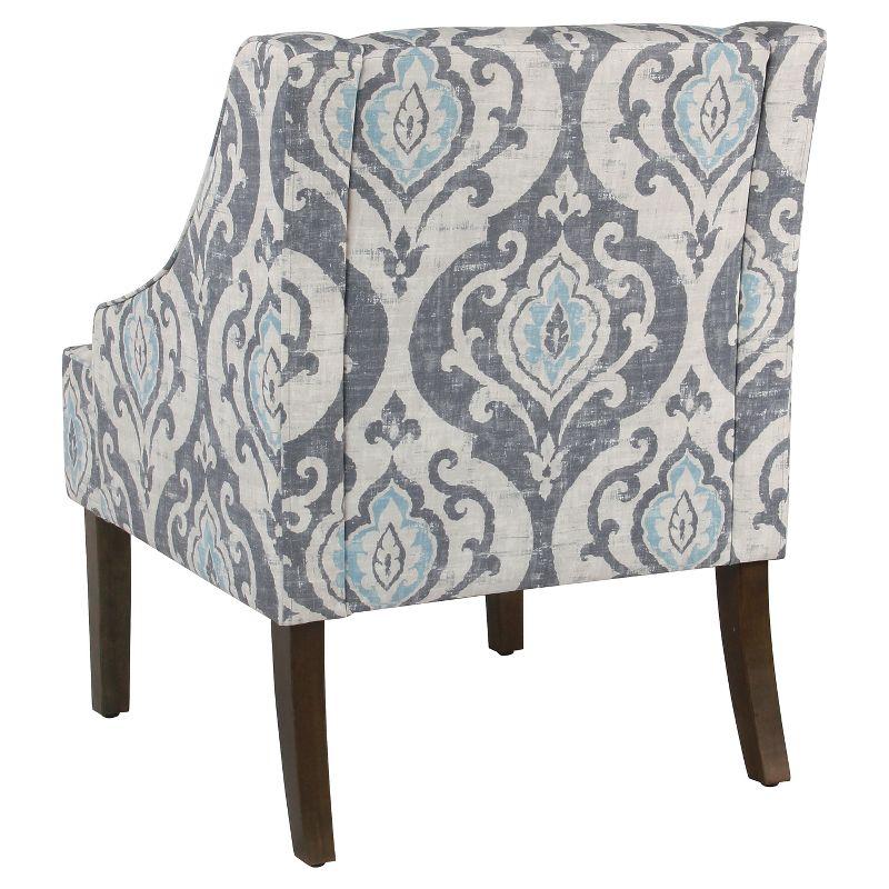 Suri Blue Classic Swoop Accent Chair with Wood Legs