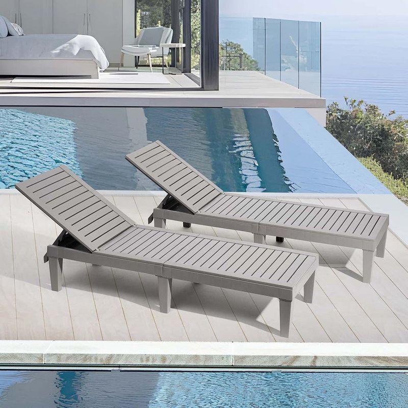 Nestl Nestl Waterproof, Lightweight, and Adjustable Outdoor Polyresin Chaise Lounge Chair Set (Set of 2)
