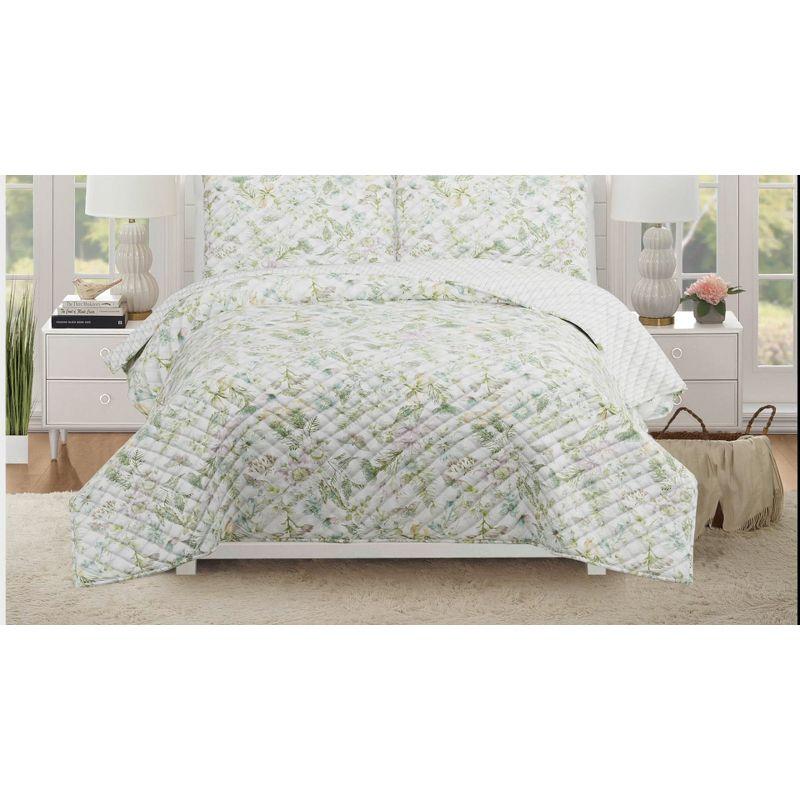 Modern Heirloom Full/Queen Quilt Botanical Floral Green
