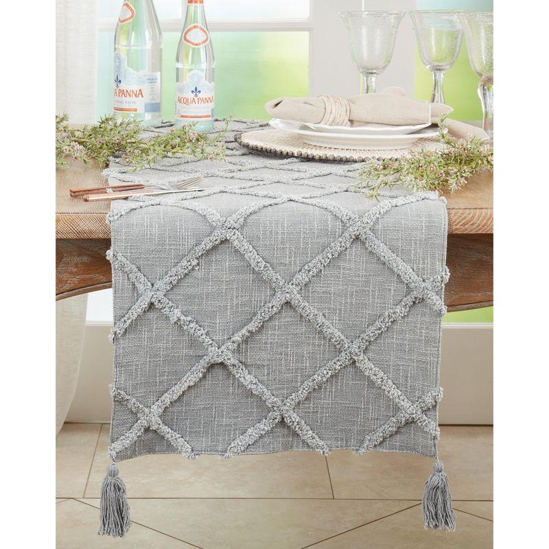 Saro Lifestyle Table Runner with Diamond Tufted Design