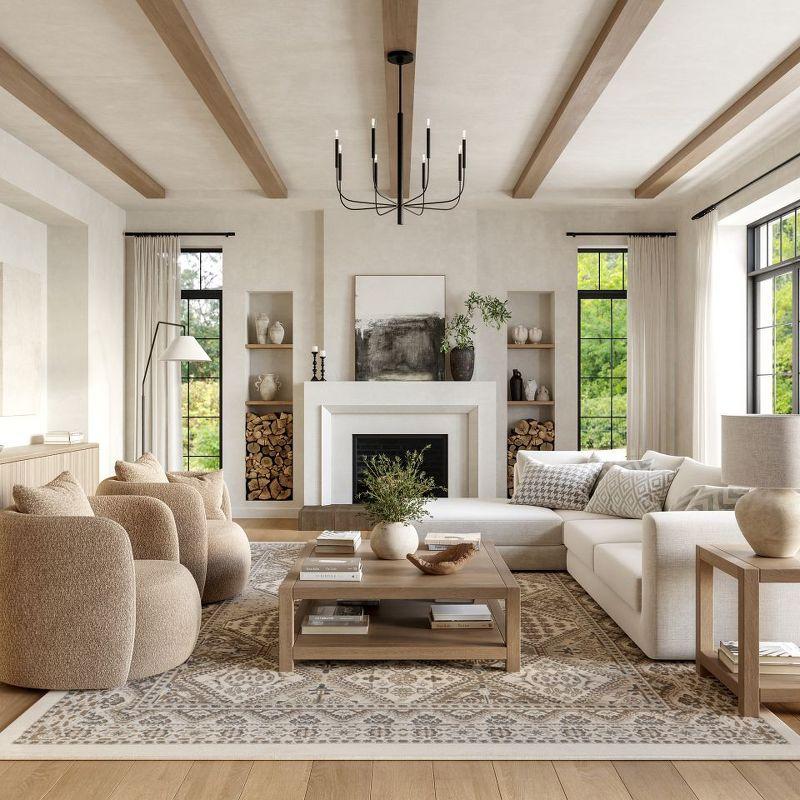 Nuloom 5x8 Becca  Tiled Indoor Area Rug, Beige, Faded Transitional Design, Stain Resistant, BedroomLiving Room, Kitchen,