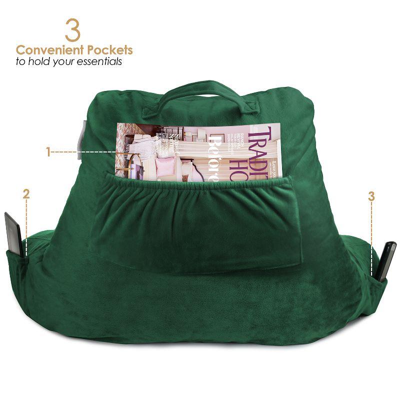 Nestl Memory Foam Reading Pillow for Kids, Small Reading & Bed Rest Pillow, Hunter green Back Pillow with Pockets