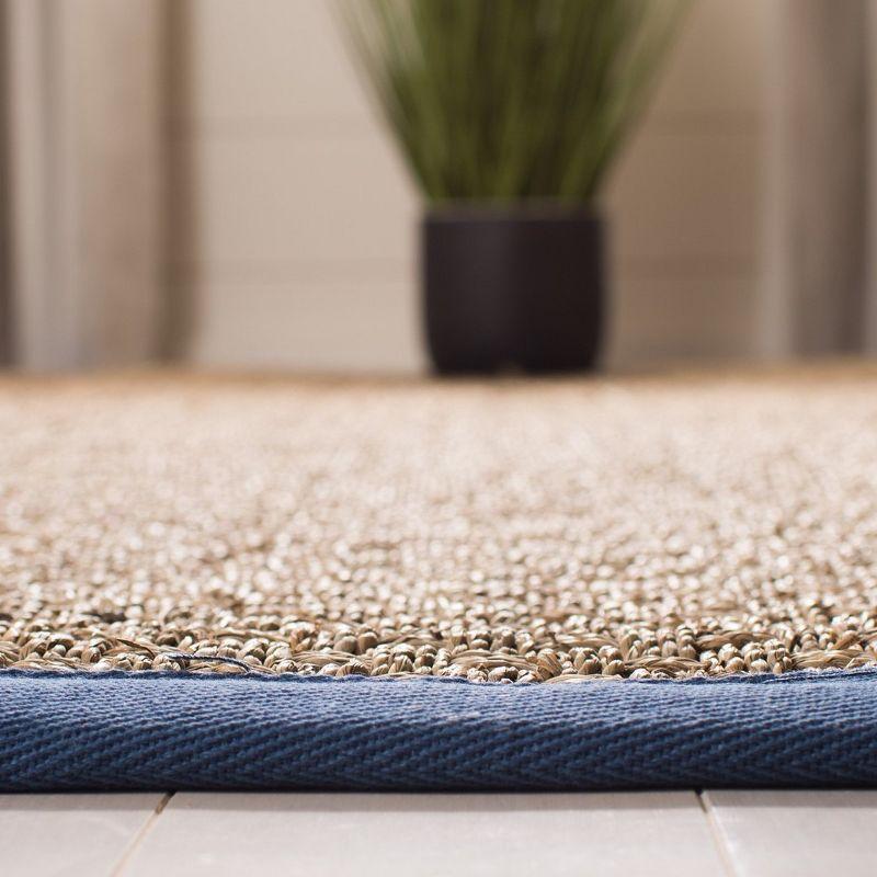 Blue and Natural Square Cotton Area Rug