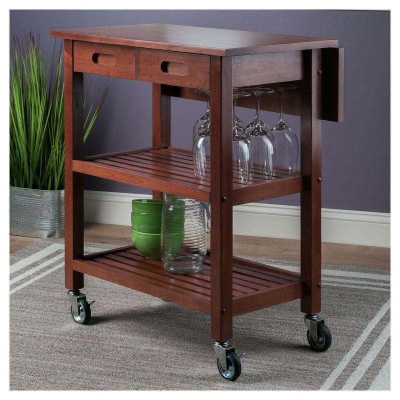 Jonathan Kitchen Cart Walnut - Winsome: Rolling Island with Storage, Wood Composite Surface