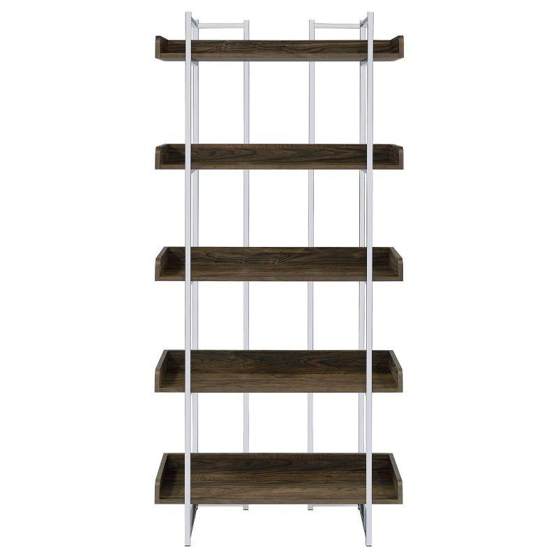 70.25" Angelica 5 Shelf Bookcase Walnut - Coaster: Tall, Open Storage, Modern Design