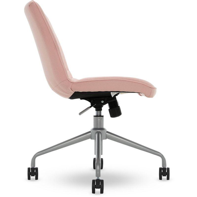 French Pink Armless Task Chair with Chrome-Finished Base