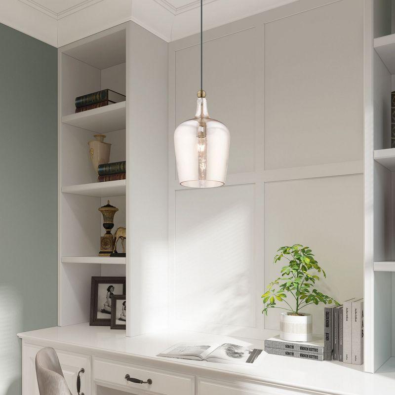 Livex Lighting Art Glass 1 - Light Pendant in  Antique Brass
