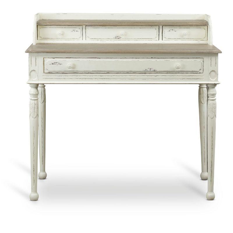Anjou Chic White and Light Brown Writing Desk with Storage