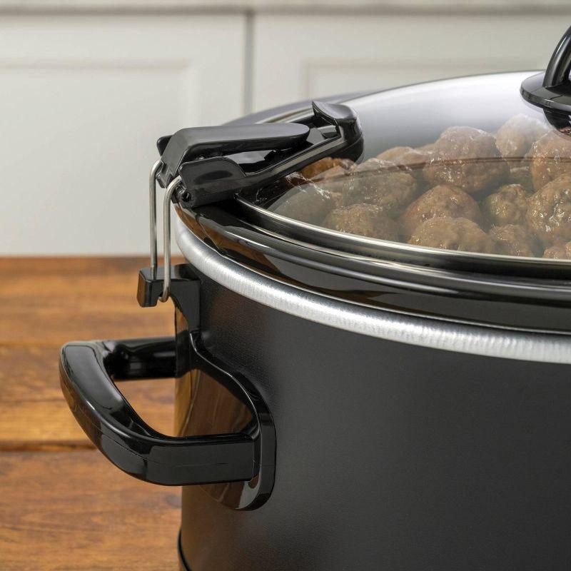 Crock-Pot 6qt Cook & Carry One Touch Programmable Slow Cooker Matte Black: Locking Lid, Removable Stoneware Pot