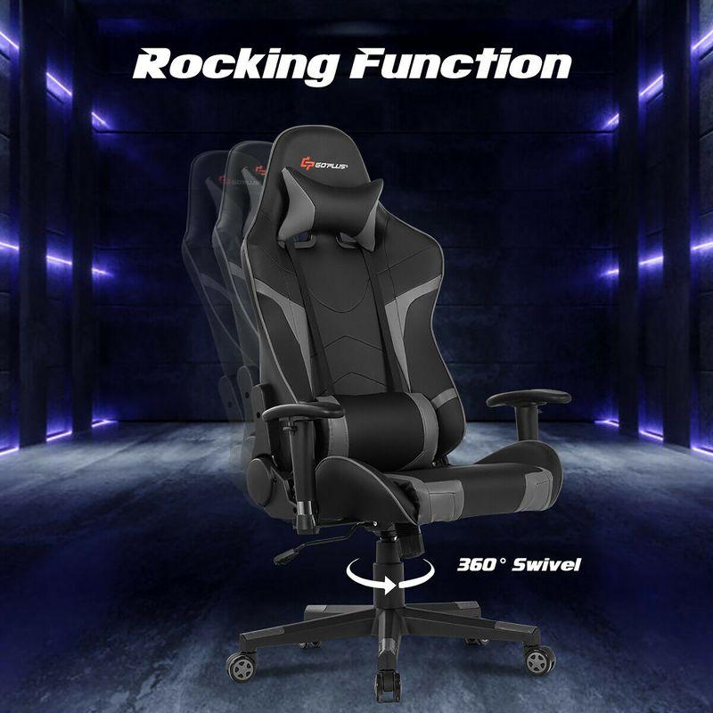 Costway Massage Gaming Chair Reclining Swivel Racing Office Chair w/Lumbar Support Grey