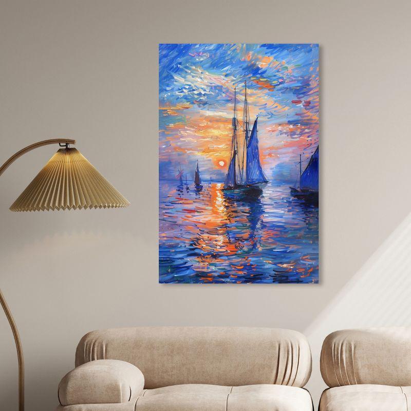 Art Remedy Art Remedy Night Sea Breeze Framed Sailing 1 Piece Canvas Wall Art 57718