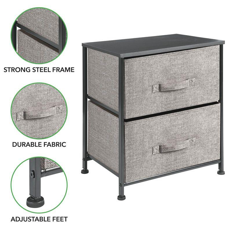 mDesign Night Stand End Table Storage Tower with 2 Drawers - Black/Graphite Gray