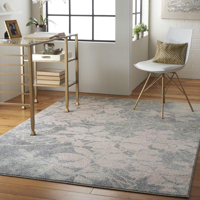 Elysian Fields Grey/Pink Floral Synthetic 5'3" x 7'3" Area Rug