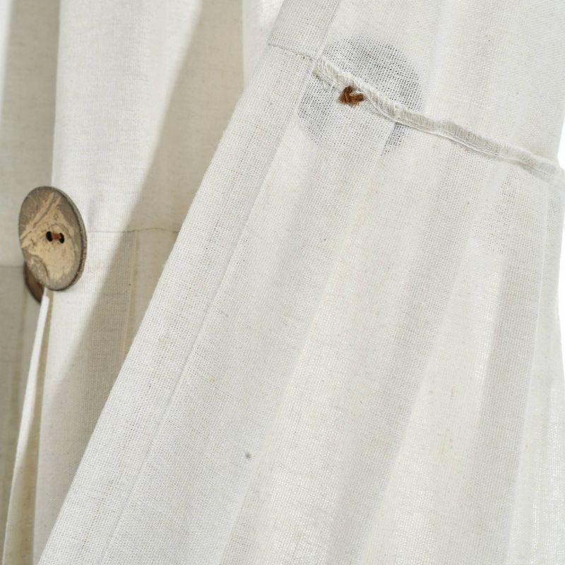 Set of 2 (36"x29") Farmhouse Linen Button Kitchen Curtain Tiers Off White - Lush Décor: Solid Cotton & Linen Rod Pocket