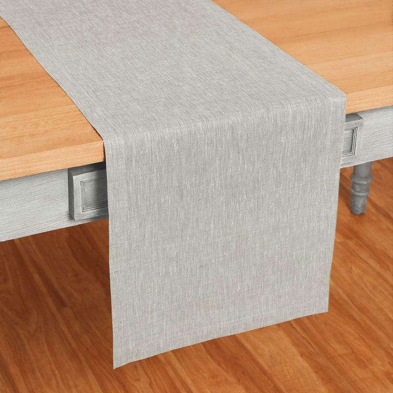 Oyster Grey Linen Table Runner 14 x 48 Inch