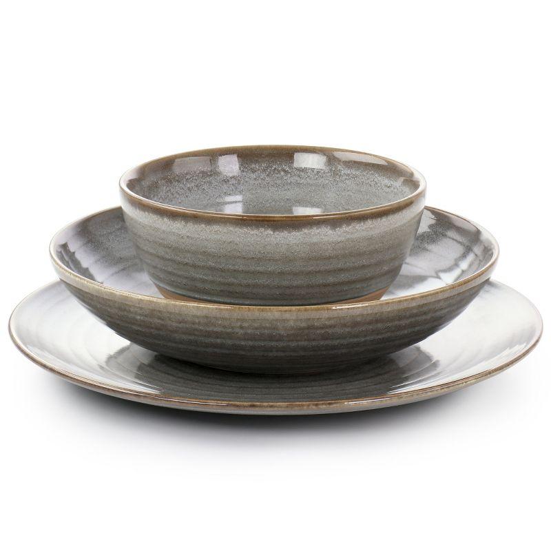 Gray Ceramic 12-Piece Dinnerware Set for 4